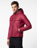 Fyltr Men'S Lightweight Winter Puffer Jacket With Stand Collar & Hood- Full Zipper | Side Pockets | Front Patch Pockets With Snap Button,Bordeaux Red,Bordeaux Red,Xl