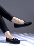 Shoetopia Upper Suede Detailed Black Loafers For Women & Girls /Eu38,Black,5,B0DWFNYH96