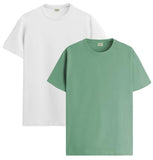 ADRO T Shirts Pack of 2 Mens Tshirts Cotton T Shirts for Men Tshirt T-Shirts Combo T Shirts Tshirts for Men Plain Solid Tshirts White Pista Tshirt for Men RCM2-PLN-WH-PT-2XL,White,Pista