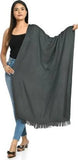 Manra Women Girls Ladies Kashmiri Woolen Plain Stole (Dark Grey)