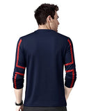 Eyebogler Mens Round Neck Full Sleeves Regular Fit Printed T-Shirt Navy Red,Navy RedApparel,S