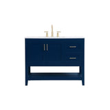 Elegant Kitchen And Bath 42 Inch Single Bathroom Vanity Cabinet - Blue