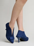 Shoetopia Women'S Bluesuede Ankle Boot Heels Pointed Toe With Bow Detail Stylish & Comfortable Shoes Eu38,Blue,5,B0CXHTM9RF