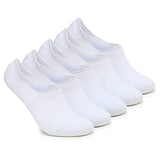 Xjarvis Premium 5 Pairs No Show Low Cut Loafer Socks For Men & Women Non Slip With Combed Cotton Socks For Sports Running & Hiking Pack Of 5 White (Free Size),White,,B0B4G5NSH6