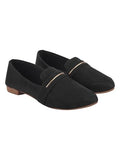 Shoetopia Women'S Blacksuede Loafers Stylish Slip-On Flats With Gold Accent For Office Casual & Daily Eu39,Black,6,B0F318DVBK