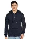 Fyltr Men'S Casual Full Sleeve Hoodie With Drawstring - Half Zip Closure | Utility Pocket With Flap | Casual Winterwear For Men,Vainly Navy,Vainly Navy,M