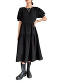 Leriya Fashion Poly Cotton Knee-Length Western Dress For Women (Lf-W.Dress-Wd1257_Black,BlackApparel,M