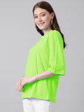 Kotty Women'S Cotton Blend Solid Oversized T-Shirts,Light GreenApparel,S