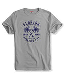 Adro Florida Paradise Life Mens Printed T-Shirt (S, Grey)