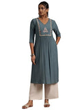 Libas Women'S Viscose Rayon Yoke Design Straight Kurta (29202 Blue