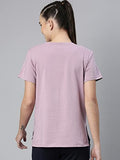 Enamor Athleisure Women's Short Sleeve Crew Neck Relaxed Fit Antimicrobial 4 Way Stretch Breathable Cotton Tee - A301(A301-Mauve Pink/Summer Graphic-M),Mauve Pink/Summer