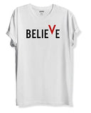 Adro Men'S Believe Design Printed T-Shirt (S, White)