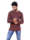 Colors Waffle Texture Full Sleeve T-Shirt For Men - 100% Cotton Ribbed Crew Neck Breathable Fabric Enhanced Texture Super Stretchable Label-Free Comfort Anti-Fungal Dye. Pack Of 1 Stone Brown,Stone BrownApparel,XL