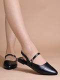 Women'S Pointed-Toe Flats Stylish Slingback Ballerina Shoes With Adjustable Strap Casual & Office Wear Black Eu36,Black,3,B0DJJVV277