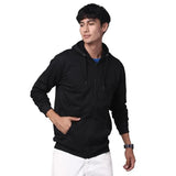 Adro Mens Cotton Solid Zipper Hoodie Sweatshirts (Zh23-Pln-Bl_Black_M)