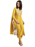 Gosriki Women'S Rayon Viscose Straight Embroidered Kurta With Pant & Dupatta (Galpatiyo Yellow-Vks01-Gs_Xl_Yellow_X-Large),Yellow,,B0DY84P4LX