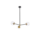 Living District Briggs 3-Light Metal Pendant W/Clear Shade In Black And Brass
