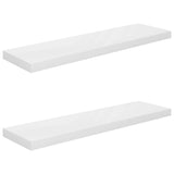 Vidaxl Floating Wall Shelves Set Of 2 High Gloss White Easy Install Shelves Home Display & Decor - 35.4X9.3X1.5 Made Of Mdf And Metal Frame -Like New