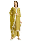 Kaari Roman Silk Womens Kurta Set (KAAAW24WSKD-78860_Elaichi Green,Elaichi Green