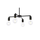 Living District Cairo 4-Light Mid-Century Metal Pendant In Black