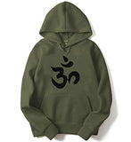 Adro Om Design Printed Cotton Hoodies/Sweatshirts For Men (H21-M-Oum-Ol_Olive_M)