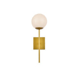 Living District Neri 1-Light Mid-Century Metal Wall Sconce In Brass And White
