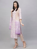 Anni Designer Women'S Cotton Blend Straight Printed Kurta With Pant & Dupatta (Jalpari Purple_S_Purple_Small),Purple,S,Cotton Blend,Jalpari Purple_1443,