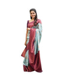 Flosive Womens Present Banarasi Soft Lichi Silk Saree Beautiful Jacquard Rich Pallu Design Work Zari Woven Kanjivaram Silk Style