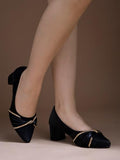 Shoetopia Rhinestone Decor Pointed Toe Stylish Black Pumps For Women & Girls /Eu40,Black,7,B0DRJF5RBR