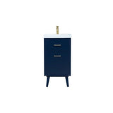 Elegant Decor Boise 18 Solid Wood And Mdf Bathroom Vanity In Blue