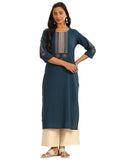 Libas Women'S Cotton Blend Yoke Design Regular Kurta (98215Oc_Navy_3Xl)