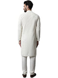 Jompers Men Cream Embroidered Pure Cotton Kurta With Pyjamas (Cream, M)