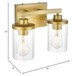 Living District Saanvi 2-Light Iron & Glass Bath Sconce In Chrome/Clear