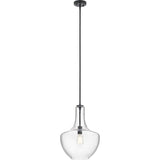 Kichler Everly 1 Light Pendant in a Black finish for Kitchen, Dining Room and Bedroom, (13.75D x 19.75H), 42046BK