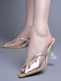 Shoetopia Classy Transparent Style Golden Pumps For Women & Girls /Eu41,Golden,8,B0F316TWN1