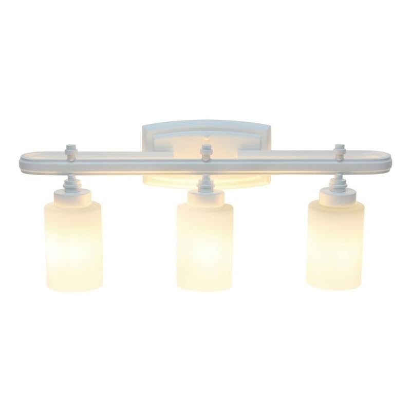 All The Rages Essentix 3-Light Metal Vanity Fixture With Opaque Shade In White