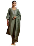 Libas Women'S Silk Blend Kurta Sets (Gs922_Olive