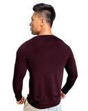 Eyebogler Men Round Neck Solid Full Sleeve Regualr Fit T-Shirt Wine Melange,Wine MelangeApparel,M