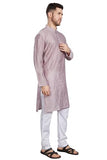 Divisive Men'S Mirror Embroidered Silk Blend Only Slim Fit Kurta (Dkrt819_Xl_Lavender)