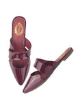 Shoetopia Solid Pointed Toe Cherry Flat Mules For Women & Girls /Eu38,Cherry,5,B0F7LY9MCR