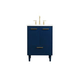 Elegant Decor Baldwin 24 Solid Wood And Mdf Bathroom Vanity In Blue