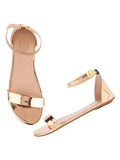 Shoetopia Stylish Embellished Rose-Gold Flat Sandals For Women & Girls /Eu41,Gold,8,B0DK73GRNW