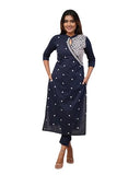 FABNEX kurta set for women | women embroidered kurta set | Women Kurta Sets Kurtis | Women Kurta Pant Set (K-34-38) (L, Blue)