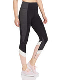 Enamor Athleisure Women's Polyester Slim Fit High Waisted 7/8th Length Quick Dry 4 Way Stretch Antimicrobial Sports Tights - E158(E158-Black Melange Combo-L),Black Melange Combo