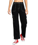 Nifty Women'S Cotton Blend Stretchable Black Cargo Jeans (Jean_1453_Blk_32_Black_32)