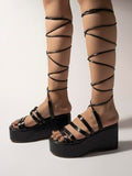 Shoetopia Girls P-5 Black Wedge Sandal - 2 Uk (Girls-P-5-Black),Black,2,B0CRPGCJQP