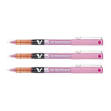 Pilot V5 Hi-Tecpoint Liquid Ink Rollerball Pen Pack of 3 Cutting Paste Pink