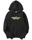 Adro Men'S Cotton Neck Hooded Sweatshirt (H20-Gl-Gap-Bl_Black_M)