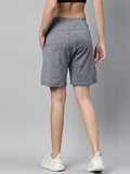 Enamor Athleisure Shorts For Women With Pockets With Adjustable Waist Used For Gym Yoga Workout (A702_Navy Melange_L)