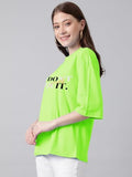 Kotty Women'S Cotton Blend Printed Oversized T-Shirts,Light GreenApparel,L